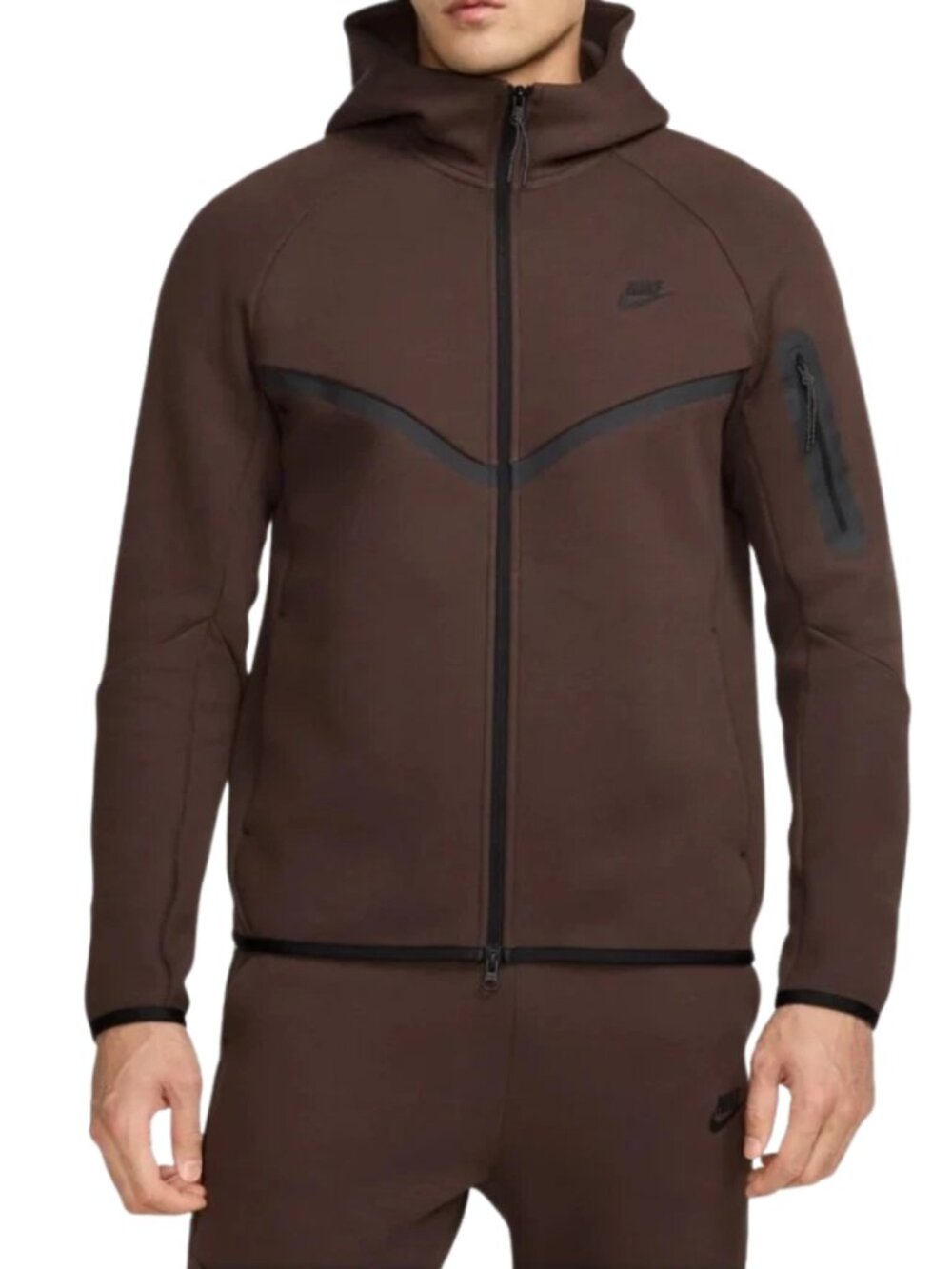 Nike Tech Full-Zip Windrunner Hoodie Mens XL Baroque Brown Fleece Workout Active